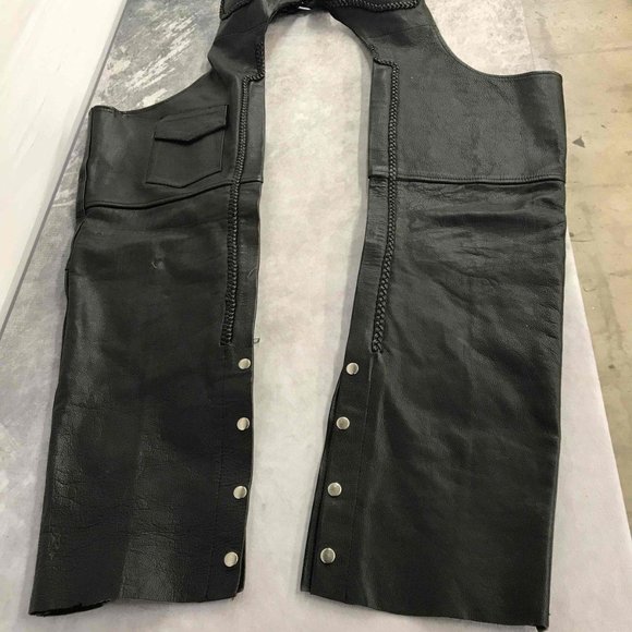 USA Bikers Dream Apparel - Chaps, Motorcycle, Leather, Black, Large - Picture 2 of 5